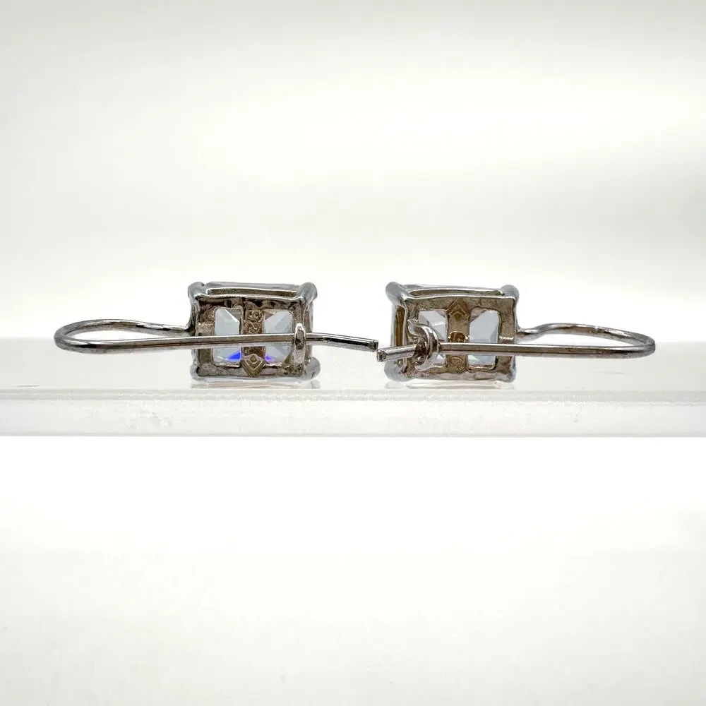 Designer Silpada CZ Earrings Sterling Silver Cubic Zirconia Fish Hook Drop
